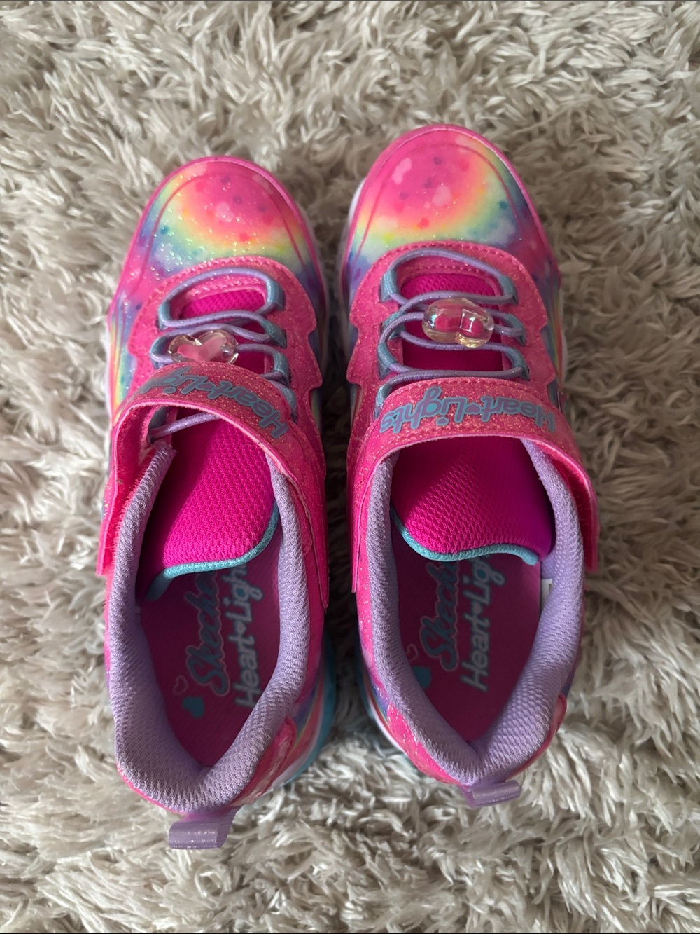 NWT Kids Rainbow Light-Up Sneakers in Pink size 1 Skechers - Picture 5 of 7